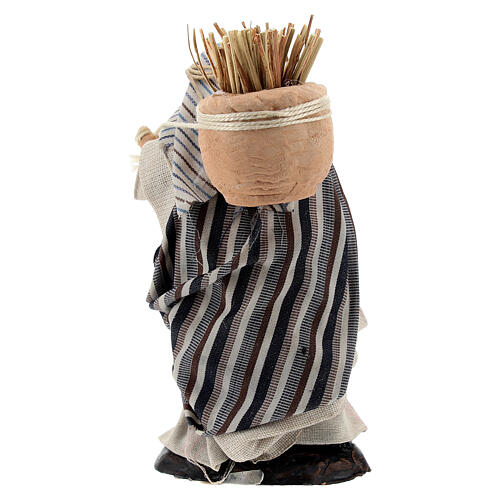 Mężczyzna arabski z koszem siana - figurka z terakoty do szopki neapolitańskiej 8 cm 3