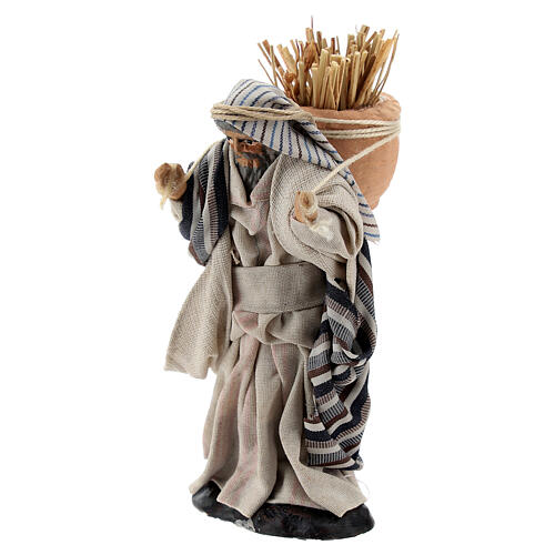 Homem árabe com cesta de palha figura terracota para presépio napolitano com personagens de altura média 8 cm 2