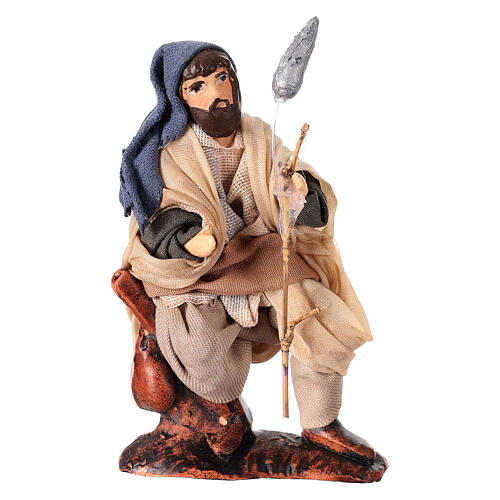 Pescatore canna pesca rete presepe napoletano terracotta 8 cm 1