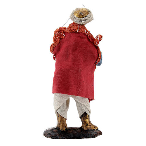 Muzyk z harfą – figurka z terakoty do szopki neapolitańskiej 8 cm 3