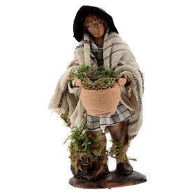Shepherd with moss basket 8 cm Neapolitan nativity figurine