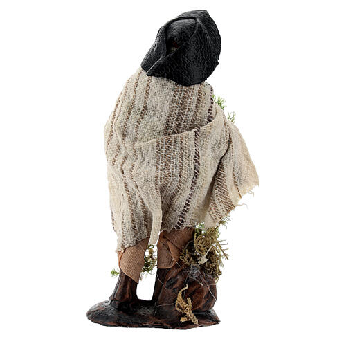 Shepherd with moss basket, 8 cm terracotta Neapolitan nativity 3
