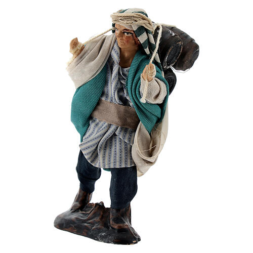 Pastor com barris nas costas figura terracota para presépio napolitano com personagens de altura média 8 cm 2
