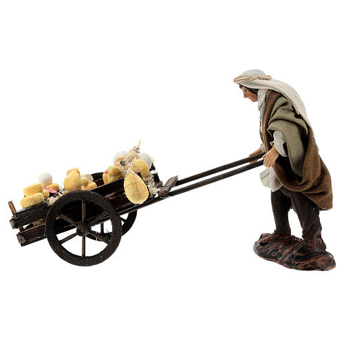 Merchant with salami cheese cart, 12 cm Neapolitan nativity figurine 1