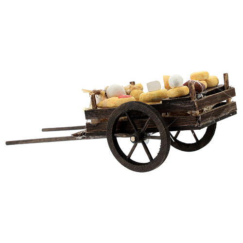 Mercador com carrinho de charcutaria e queijos figura terracota para presépio napolitano com personagens de altura média 12 cm 3
