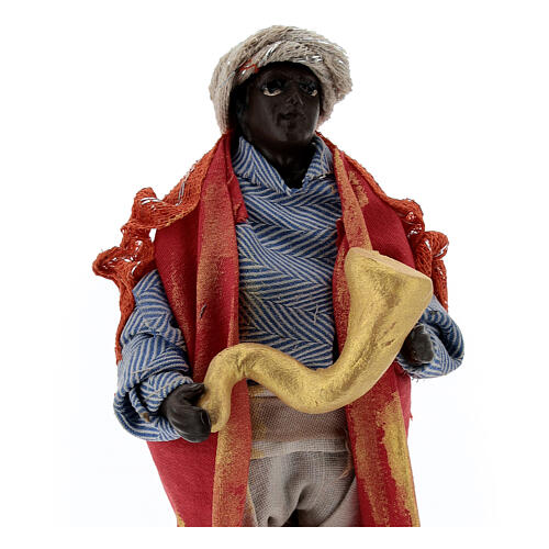 Musician with horn, 12 cm Neapolitan nativity figurine 2