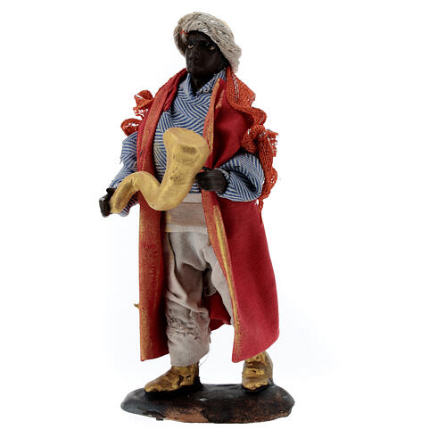 Musician with horn, 12 cm Neapolitan nativity figurine 3