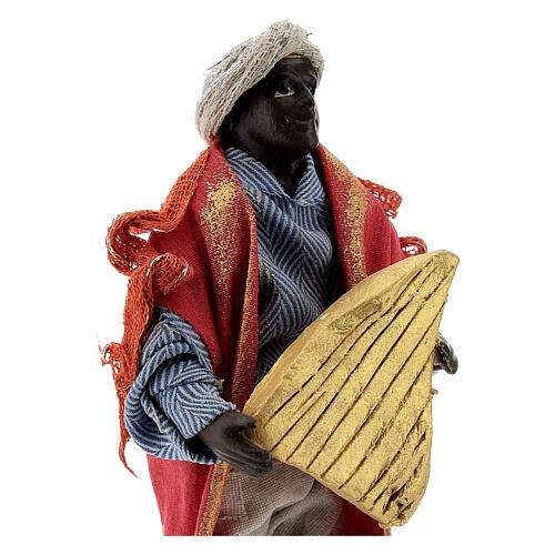 Músico com harpa figura terracota para presépio napolitano com personagens de altura média 12 cm 2