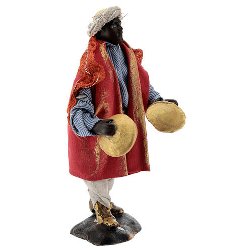 Músico com pratos figura terracota para presépio napolitano com personagens de altura média 12 cm 4
