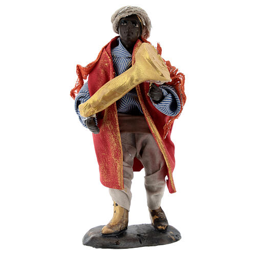 Músico com trompete figura terracota para presépio napolitano com personagens de altura média 12 cm 1