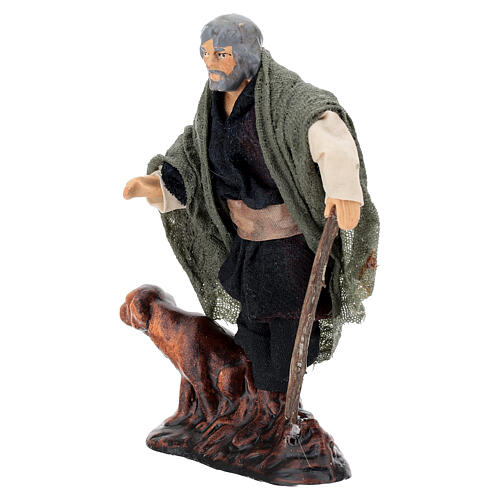 Limping man with dog in terracotta, 12 cm Neapolitan nativity 2