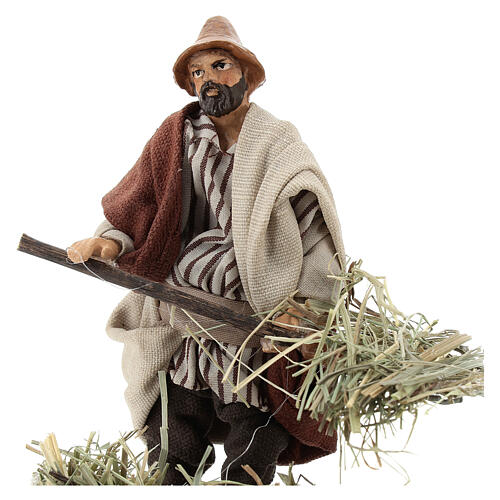 Bauer Mistgabel Stroh Neapolitanische Krippe aus Terrakotta 12 cm 2