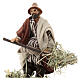 Chłop z widłami i sianem, terakota, 12 cm, szopka neapolitańska s2