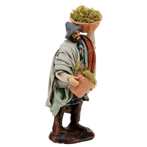Pastor com cestas de musgo figura terracota para presépio napolitano com personagens de altura média 12 cm 3