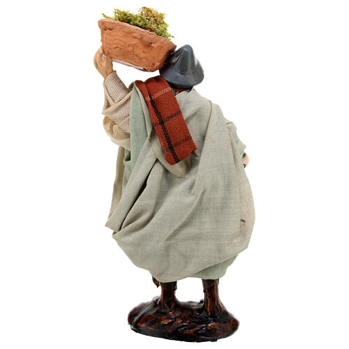 Pastor com cestas de musgo figura terracota para presépio napolitano com personagens de altura média 12 cm 4