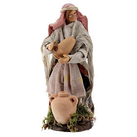 Femme avec jarres santon terre cuite crèche napolitaine 12 cm