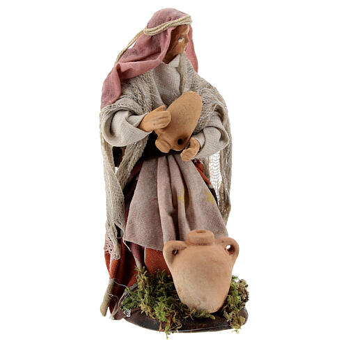 Kobieta z amforami, figurka z terakoty do szopki neapolitańskiej, 12 cm 4