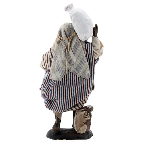 Figurka mężczyzny o ciemnej karnacji z workiem, terakota, szopka neapolitańska, 12 cm 5