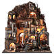 Neapolitan nativity village with bell tower church with animated figurines 8-10 cm 90x80x60 cm s1