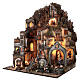 Neapolitan nativity village with bell tower church with animated figurines 8-10 cm 90x80x60 cm s3