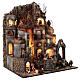 Neapolitan nativity village with bell tower church with animated figurines 8-10 cm 90x80x60 cm s5