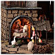 Neapolitan nativity village with bell tower church with animated figurines 8-10 cm 90x80x60 cm s8