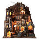 Neapolitan nativity village with bell tower church with animated figurines 8-10 cm 90x80x60 cm s13