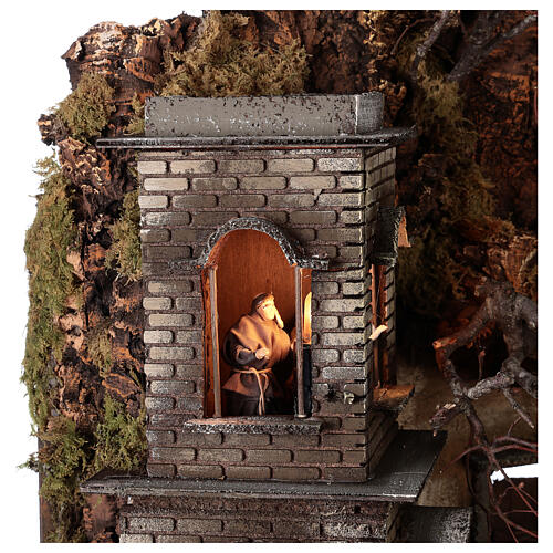 Pueblo campanario iglesia belén napolitano movimiento, estatuas 8-10 cm 90x80x60 cm 4