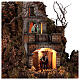 Pueblo campanario iglesia belén napolitano movimiento, estatuas 8-10 cm 90x80x60 cm s7