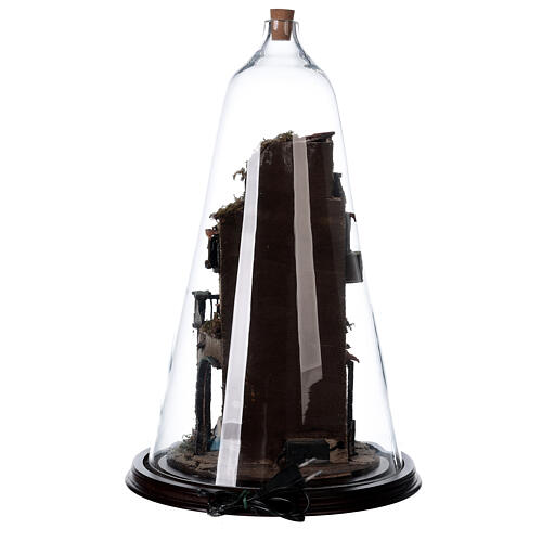 Presepe campana vetro bottiglia presepe napoletano illuminato 50x30 8