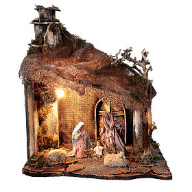 Neapolitanische Krippe: Weihnachtsgeschichte in Hütte Neapolitanische Krippe, 30x35x45 cm