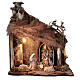 Nativity stable with Holy Family jute roof 12 cm Neapolitan nativity 30x35x45 cm s1
