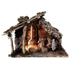 Cabana dois fornos Natividade figuras altura média 12 cm terracota presépio napolitano 35x40x35 cm