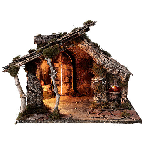 Cabana dois fornos Natividade figuras altura média 12 cm terracota presépio napolitano 35x40x35 cm 6