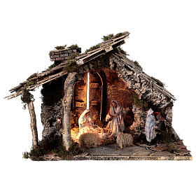 Nativity stable with two ovens, 12 cm terracotta statues Neapolitan nativity 35x40x35 cm