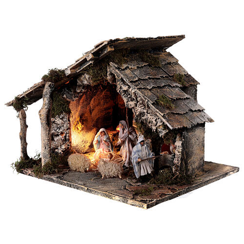 Nativity stable with two ovens, 12 cm terracotta statues Neapolitan nativity 35x40x35 cm 3