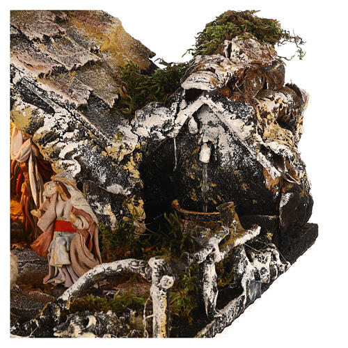 Stable with fountain 8 cm Holy Family sheep 30x45x25 cm Neapolitan nativity 4