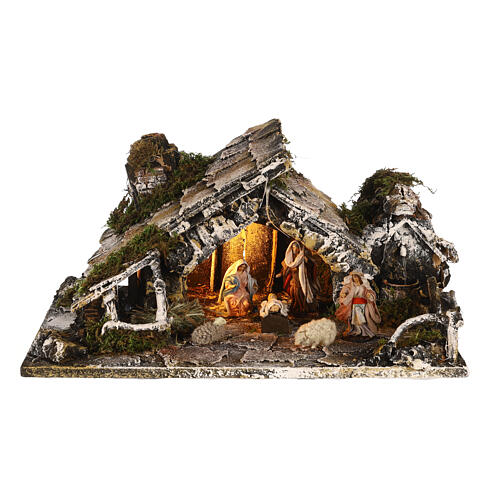 Stajenka z fontanną i sceną Narodzenia, do figurek 8 cm – szopka neapolitańska, 30×45×25 cm 1