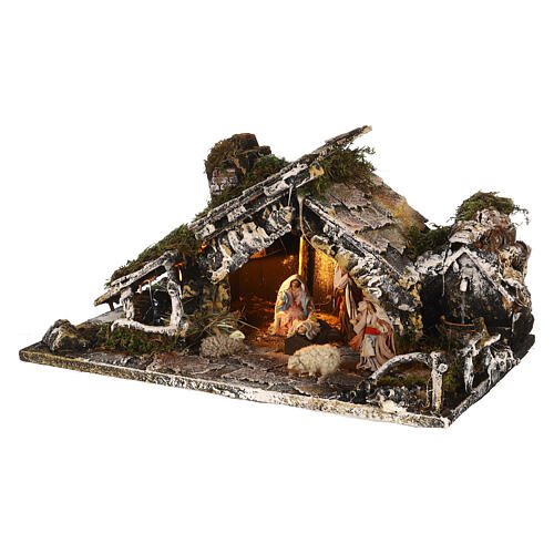 Stajenka z fontanną i sceną Narodzenia, do figurek 8 cm – szopka neapolitańska, 30×45×25 cm 3