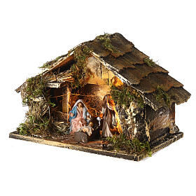 Nativity stable with Holy Family 8 cm terracotta Neapolitan nativity 20x30x20 cm