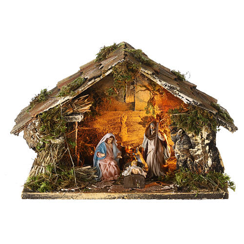 Cabane Nativité type étable santons 8 cm terre cuite crèche napolitaine 20x30x20 cm 1