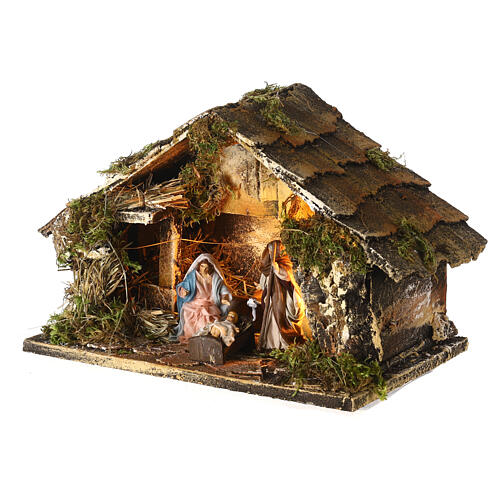 Cabane Nativité type étable santons 8 cm terre cuite crèche napolitaine 20x30x20 cm 2