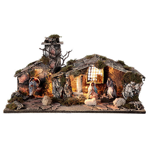 Hütte mit Weihnachtsgeschichte für Neapolitanische Krippe, 25x50x25 cm 1