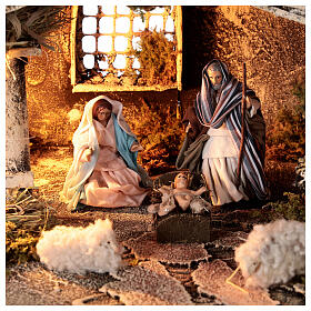 Nativity stable village 8 cm with oven Neapolitan nativity 25x50x25 cm