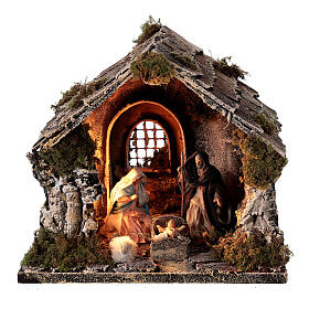 Hütte mit Weihnachtsgeschichte für Neapolitanische Krippe, 20x25x20 cm