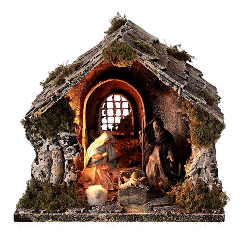 Nativity stable with pitched roof 10 cm Neapolitan nativity 20x25x20 1