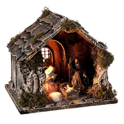 Cabane toit en pente figurines Nativité 10 cm crèche napolitaine 20x25x20 cm 4