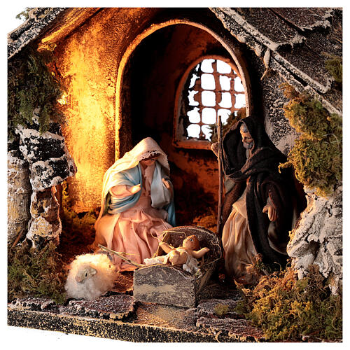 Nativity stable with pitched roof 10 cm Neapolitan nativity 20x25x20 2