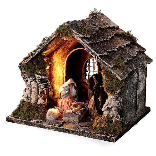 Nativity stable with pitched roof 10 cm Neapolitan nativity 20x25x20 3