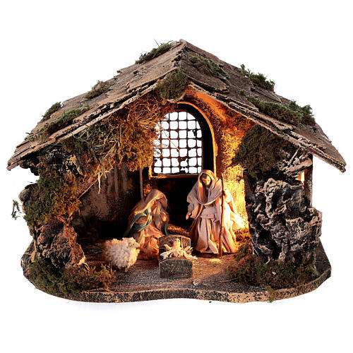 Nativity set with stable depth effect 10 cm Neapolitan nativity 25x35x20 1